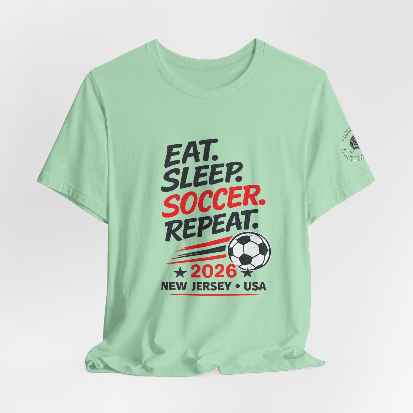 Soccer T-Shirt "Eat. Sleep. Soccer. Repeat. – 2026 New Jersey"