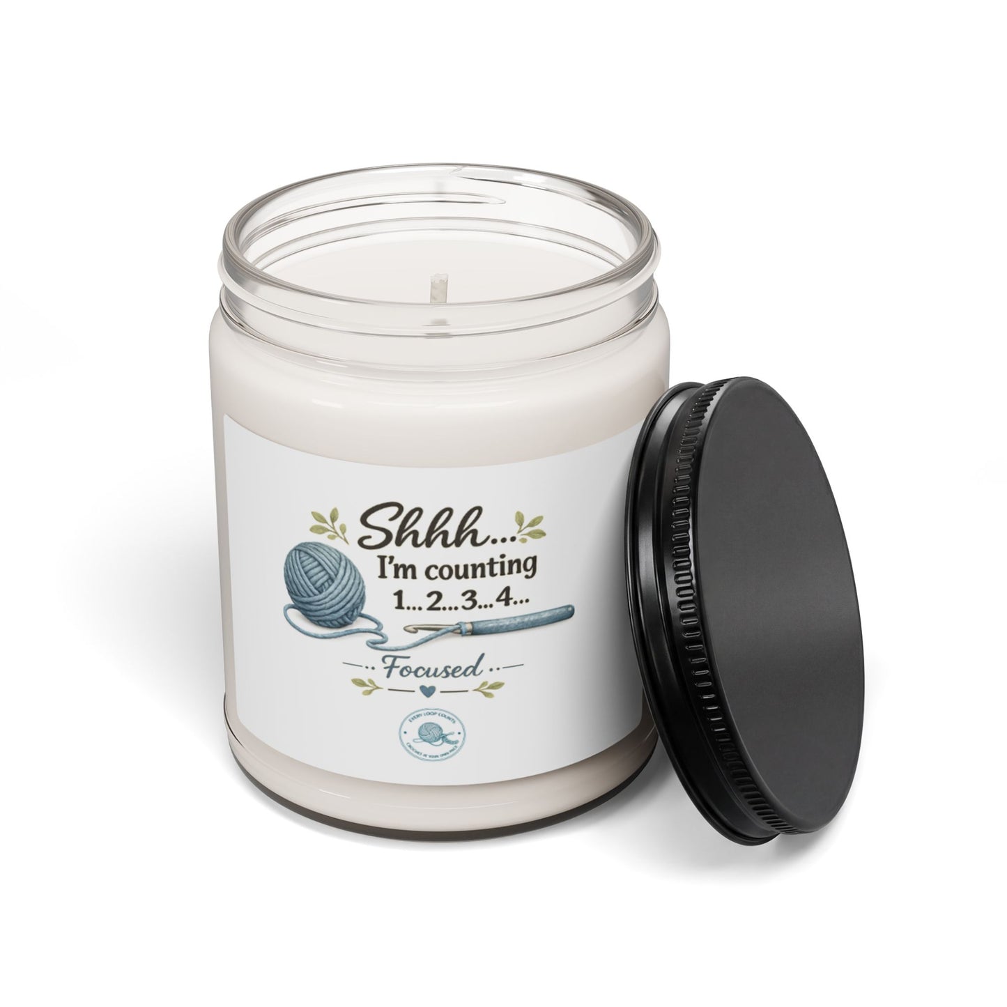 Soy Candle – “Shhh… I’m Counting 1…2…3…4” Knitting Lover Scented Candle (9 oz)