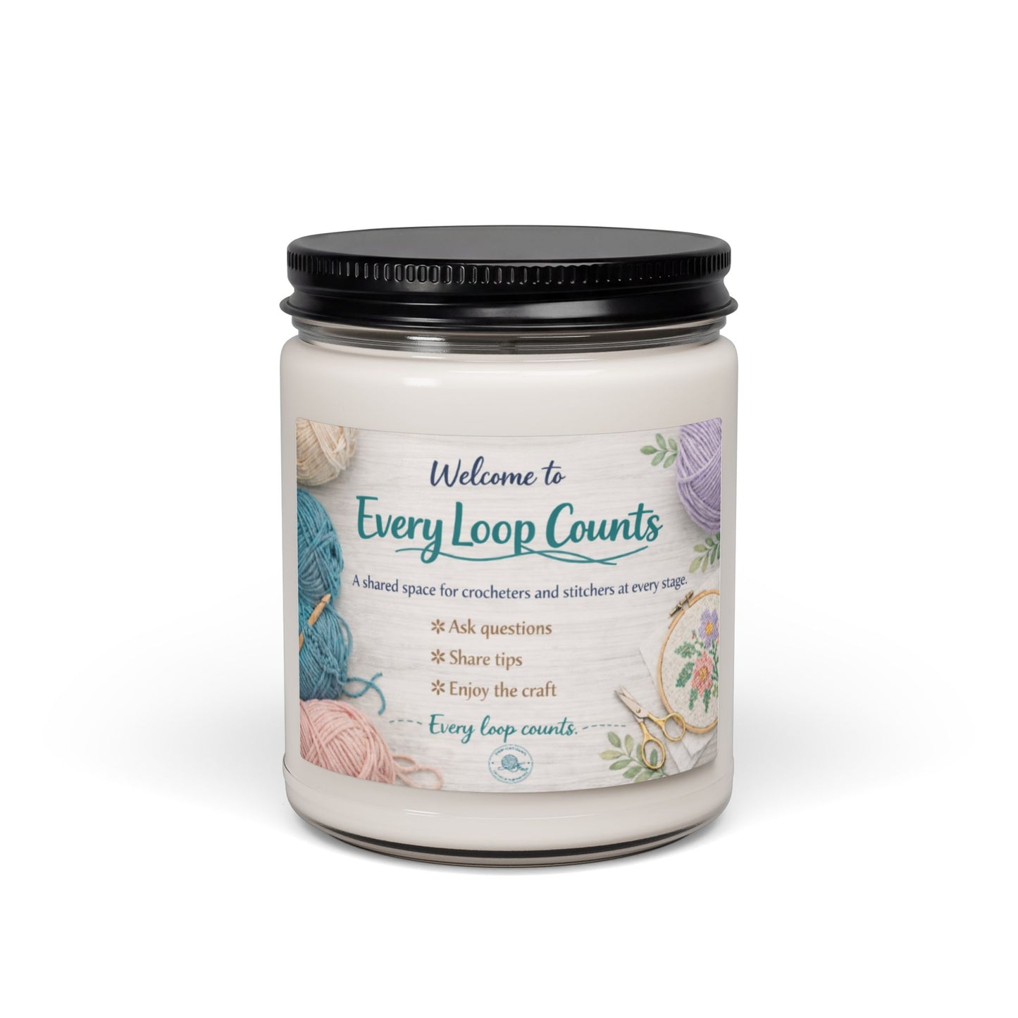 Every Loop Counts 9oz Scented Soy Candle — Gift for Knitters & Crocheters