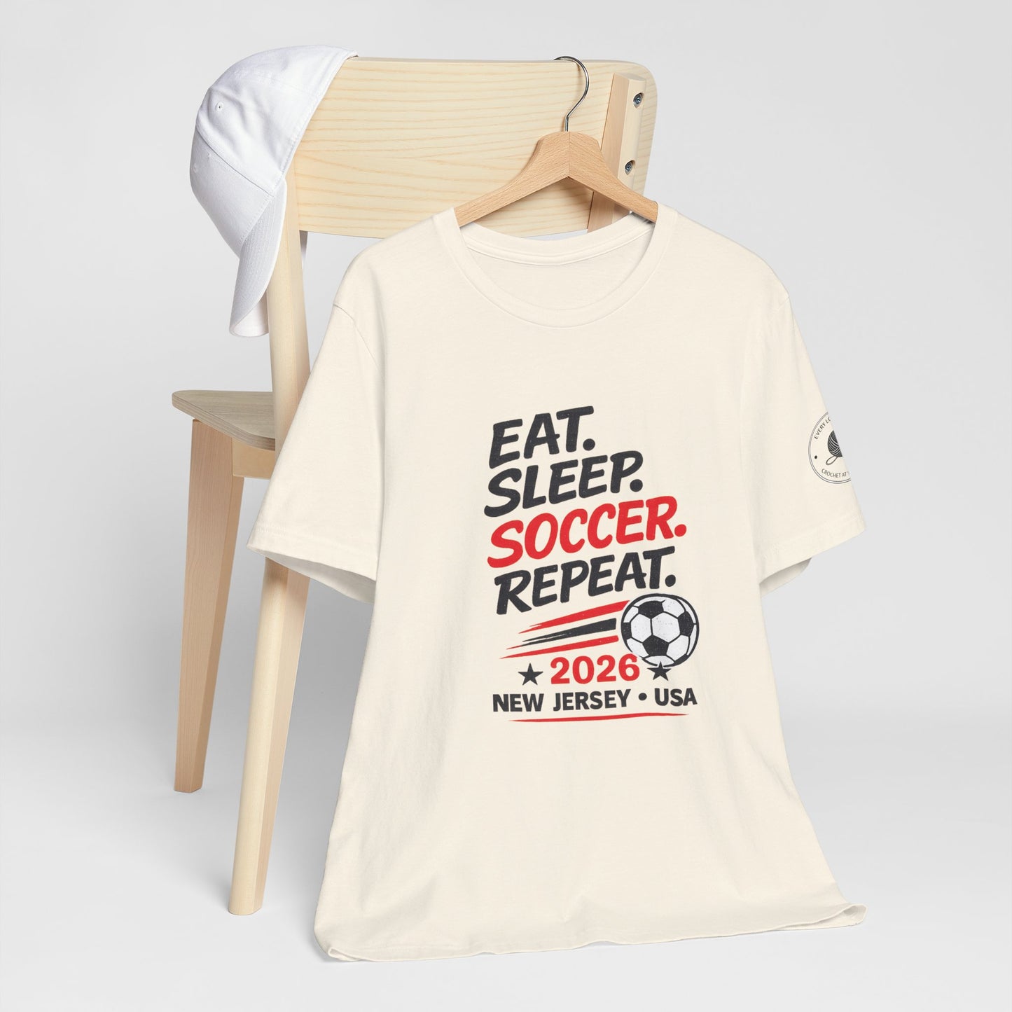 Soccer T-Shirt "Eat. Sleep. Soccer. Repeat. – 2026 New Jersey"