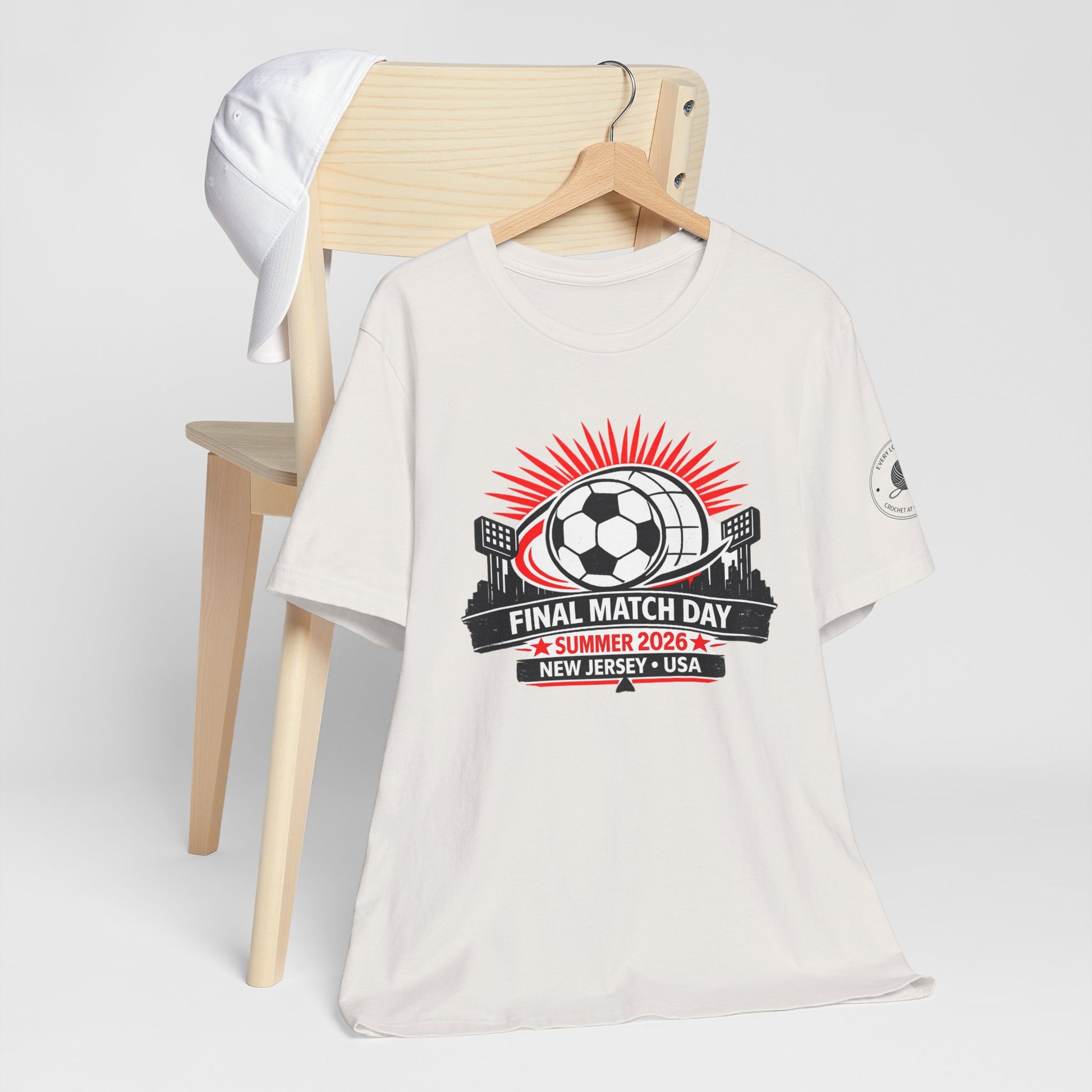 Soccer fan shirt flat lay – Final Match Day 2026, New Jersey USA