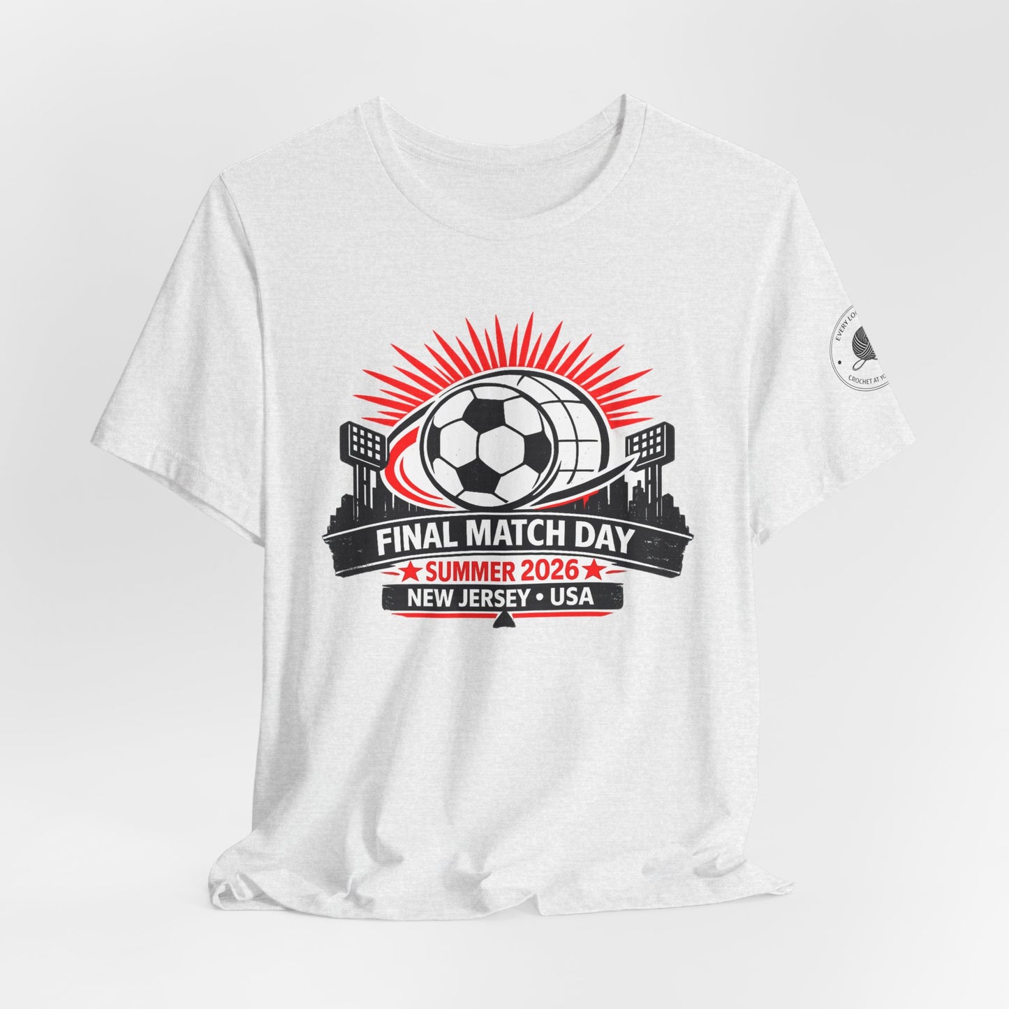 Soccer fan t-shirt with rising sun motif – Final Match Day 2026 graphic