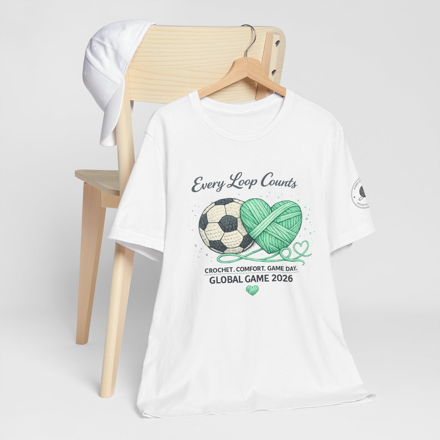 Every Loop Counts Game Day 2026 soccer t-shirt on model