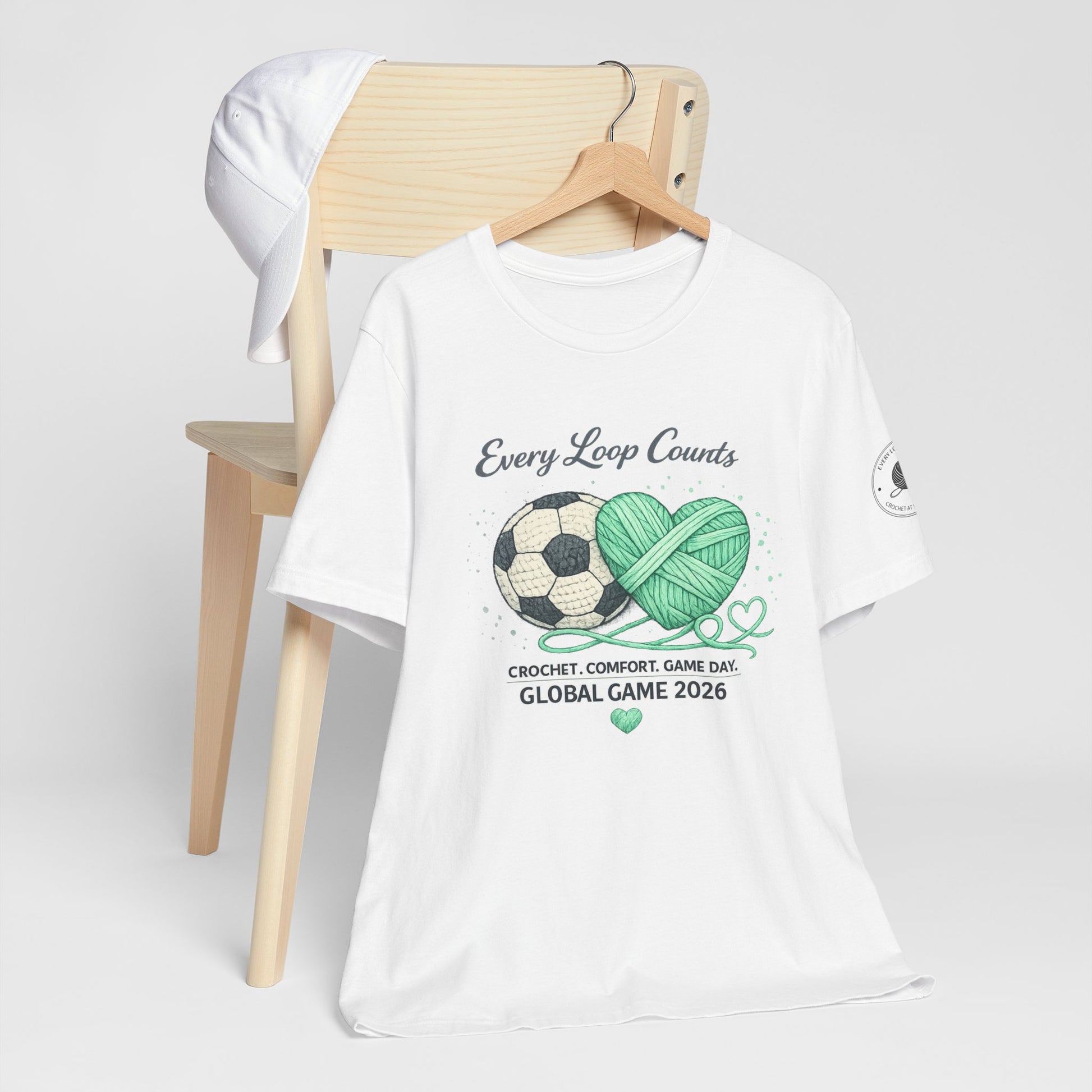 Every Loop Counts Game Day 2026 soccer t-shirt on model