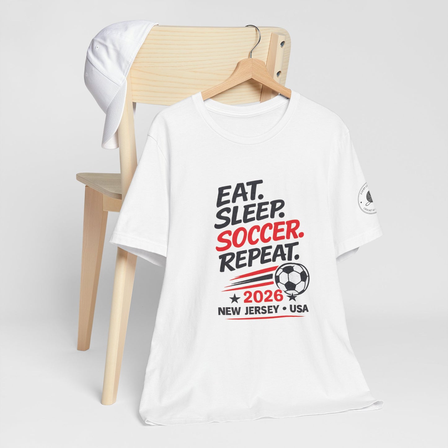 Soccer T-Shirt "Eat. Sleep. Soccer. Repeat. – 2026 New Jersey"