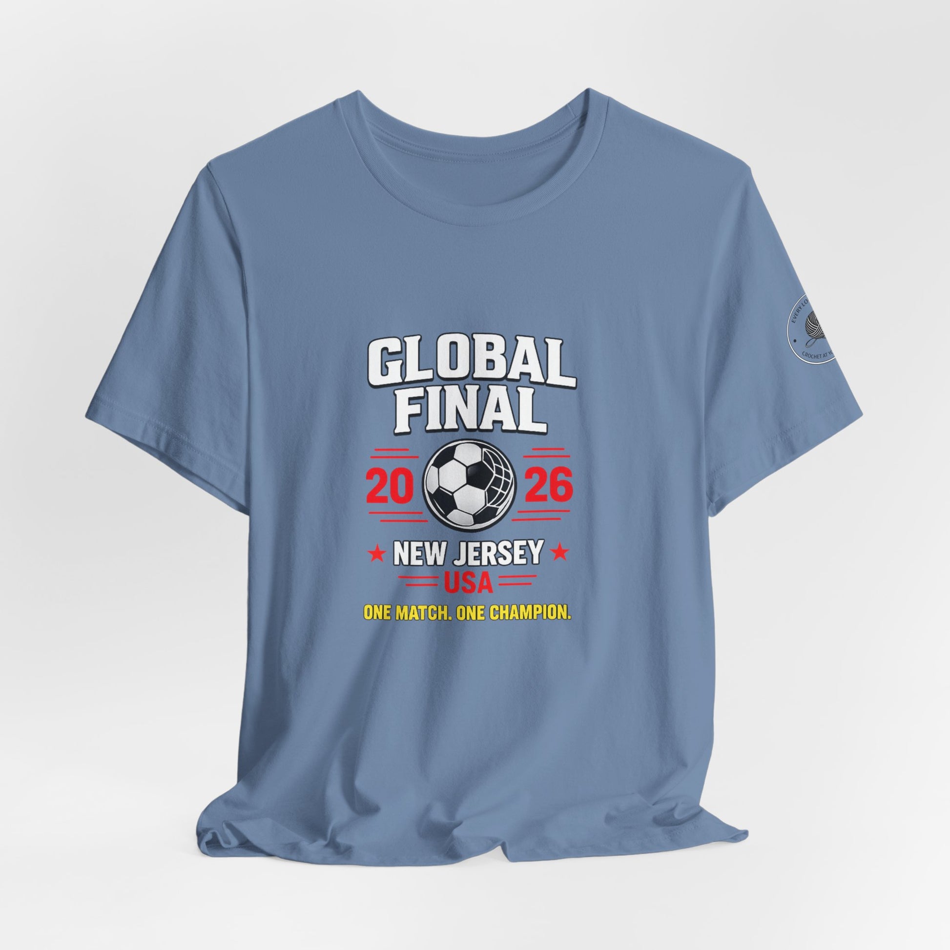 Vintage soccer championship t-shirt, DTF chest print detail