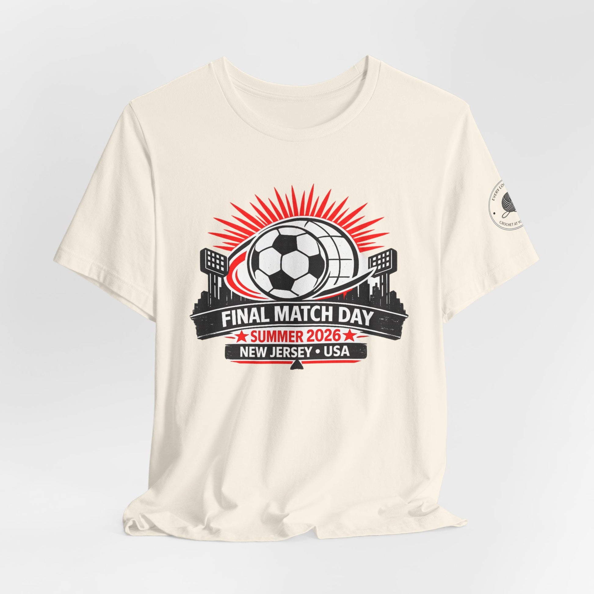 Final Match Day 2026 soccer shirt – side view, retail fit crew neck