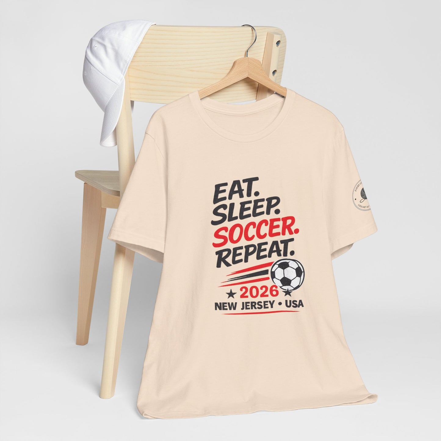 Soccer T-Shirt "Eat. Sleep. Soccer. Repeat. – 2026 New Jersey"
