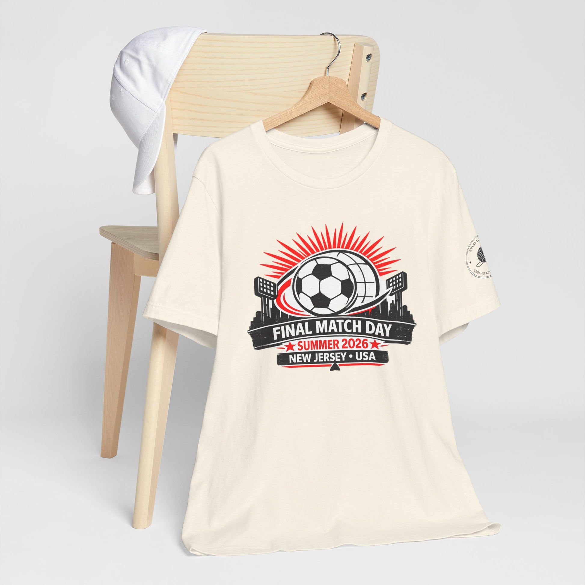 2026 World Cup fan tee close-up – DTF printed chest graphic, New Jersey