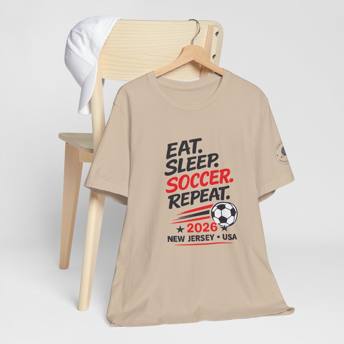 Soccer T-Shirt "Eat. Sleep. Soccer. Repeat. – 2026 New Jersey"