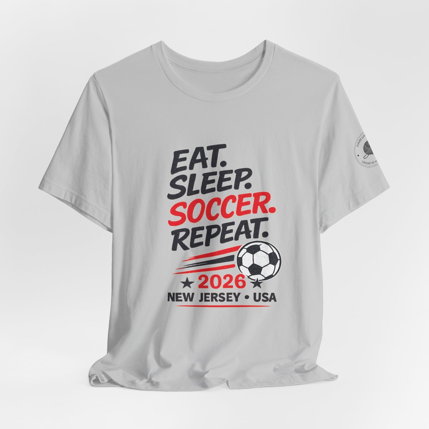 Soccer T-Shirt "Eat. Sleep. Soccer. Repeat. – 2026 New Jersey"
