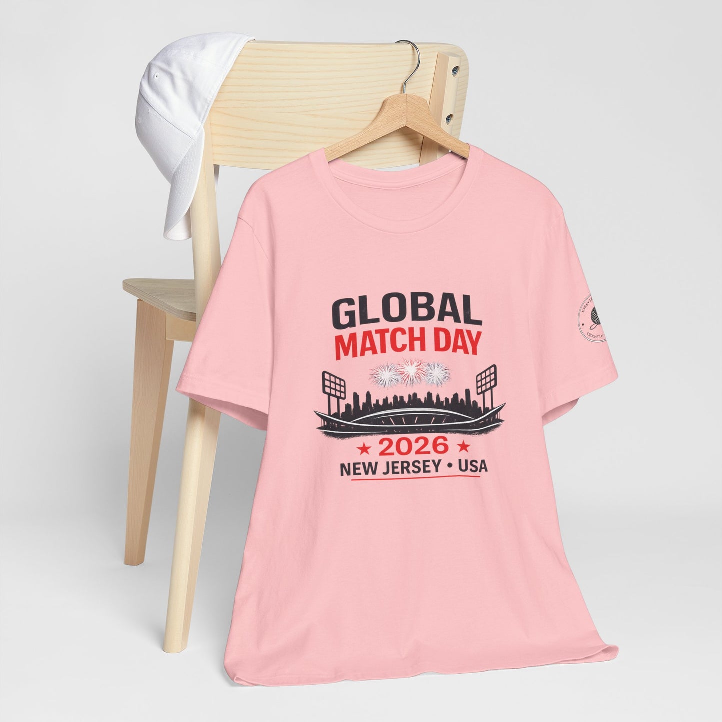 Global Match Day graphic tee, model wearing casually outdoors