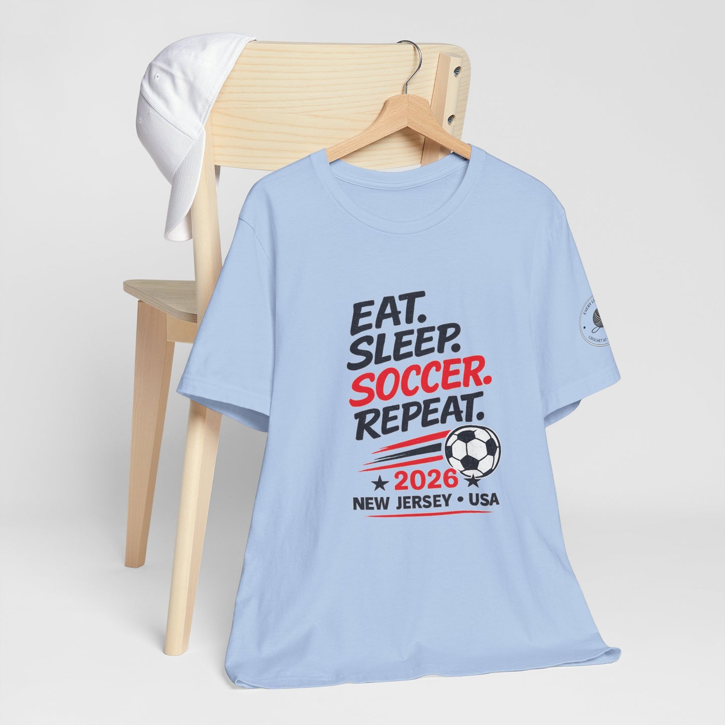 Soccer T-Shirt "Eat. Sleep. Soccer. Repeat. – 2026 New Jersey"