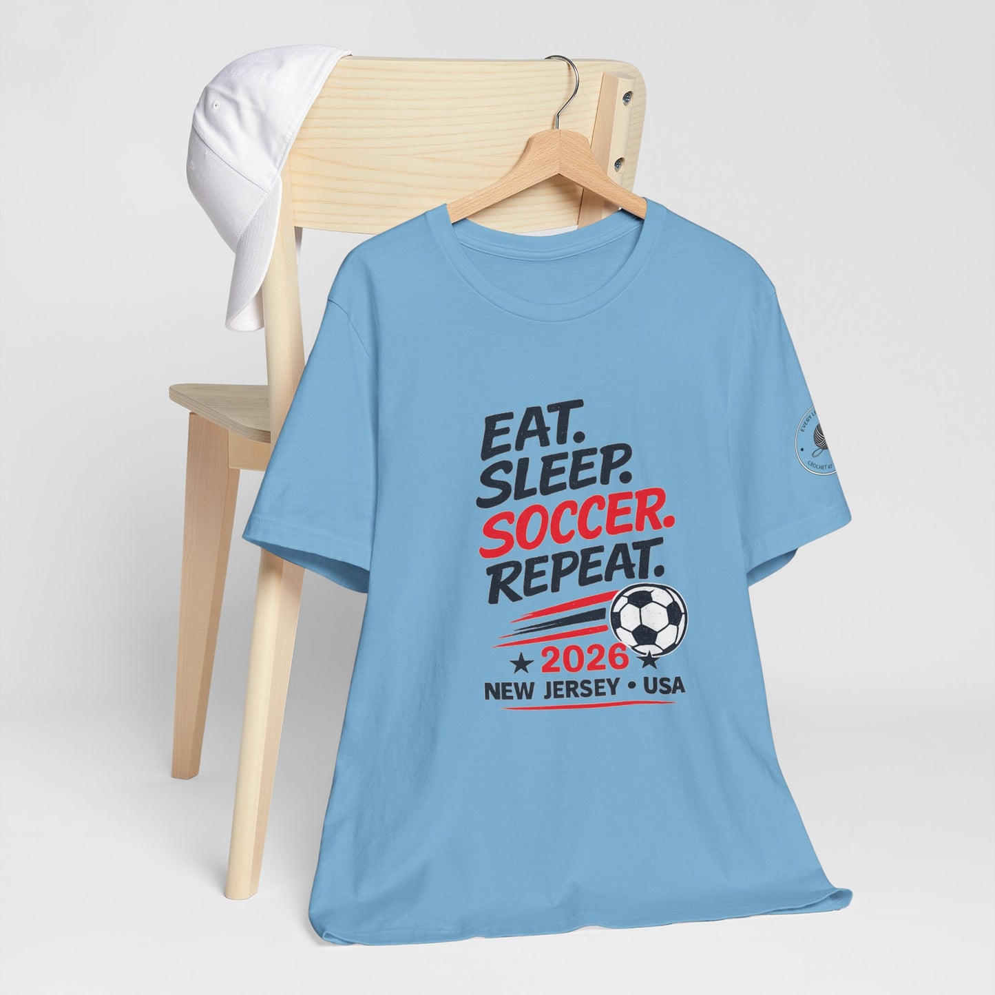 Soccer T-Shirt "Eat. Sleep. Soccer. Repeat. – 2026 New Jersey"