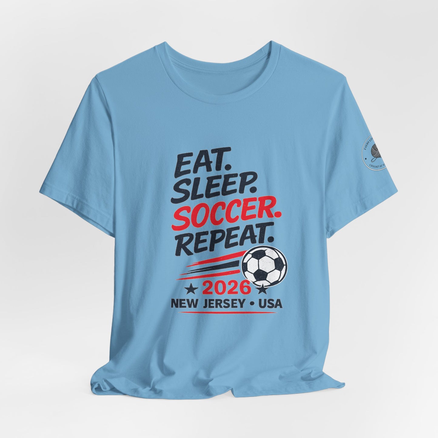 Soccer T-Shirt "Eat. Sleep. Soccer. Repeat. – 2026 New Jersey"