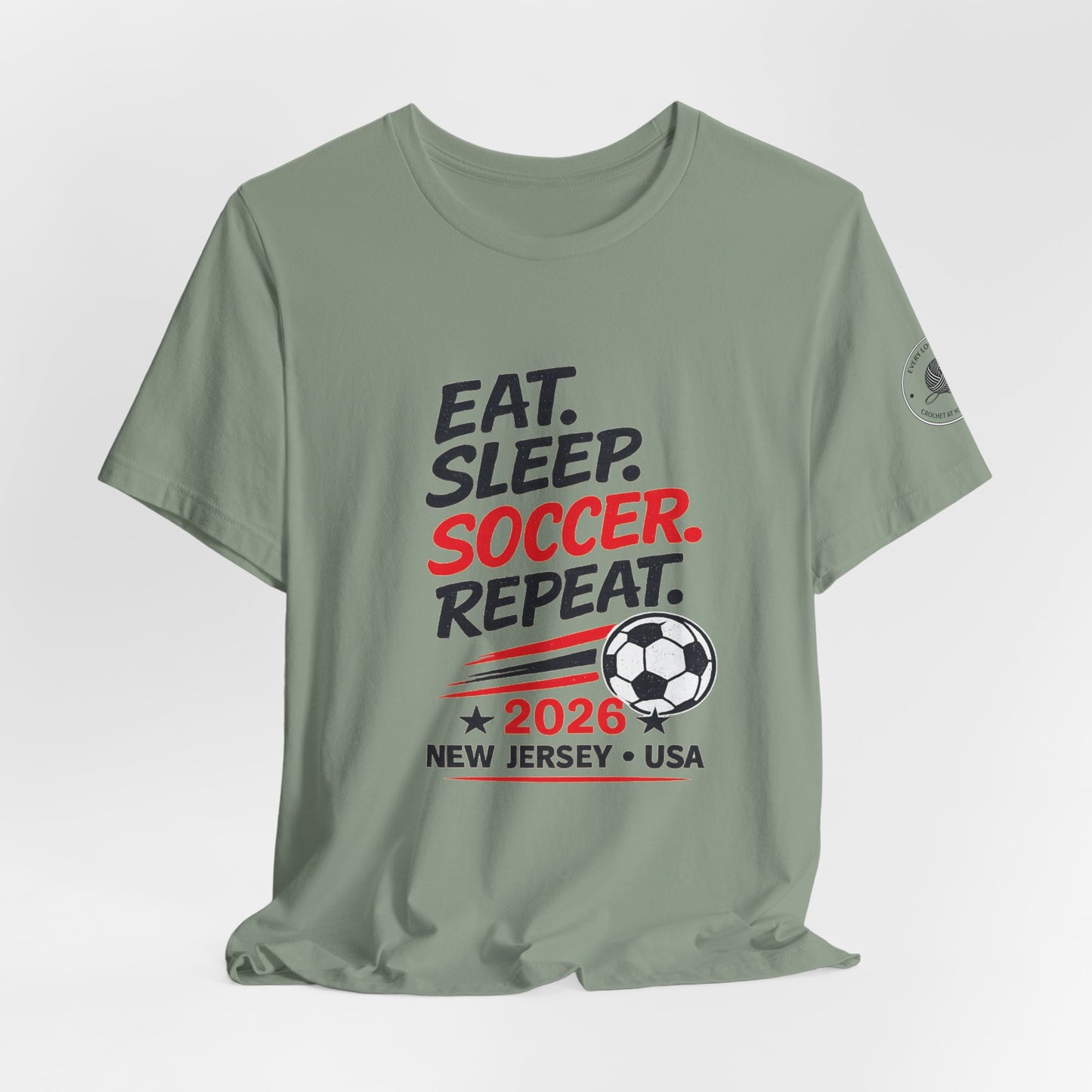 Soccer T-Shirt "Eat. Sleep. Soccer. Repeat. – 2026 New Jersey"