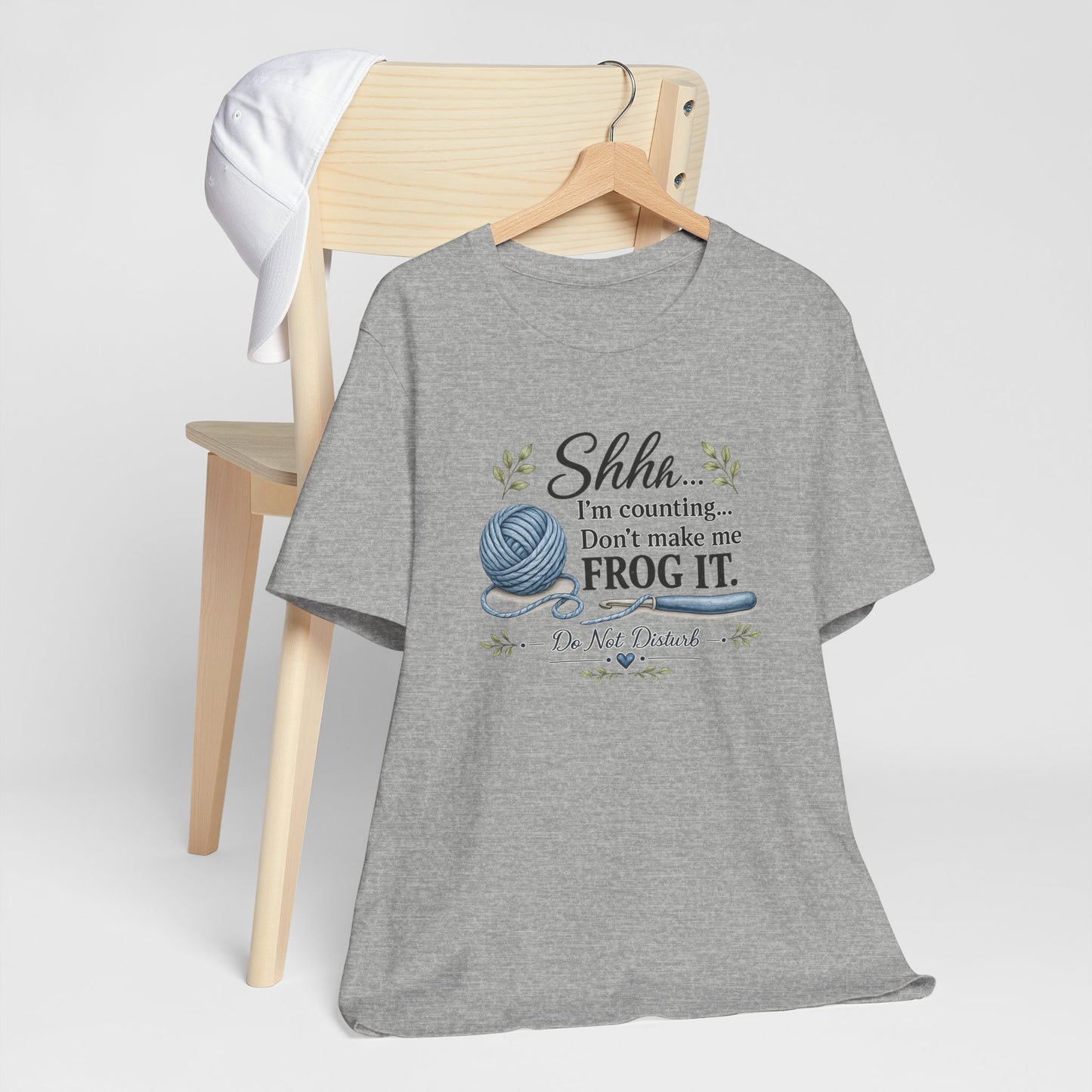 Knitting humor shirt Don't Make Me Frog It side view
