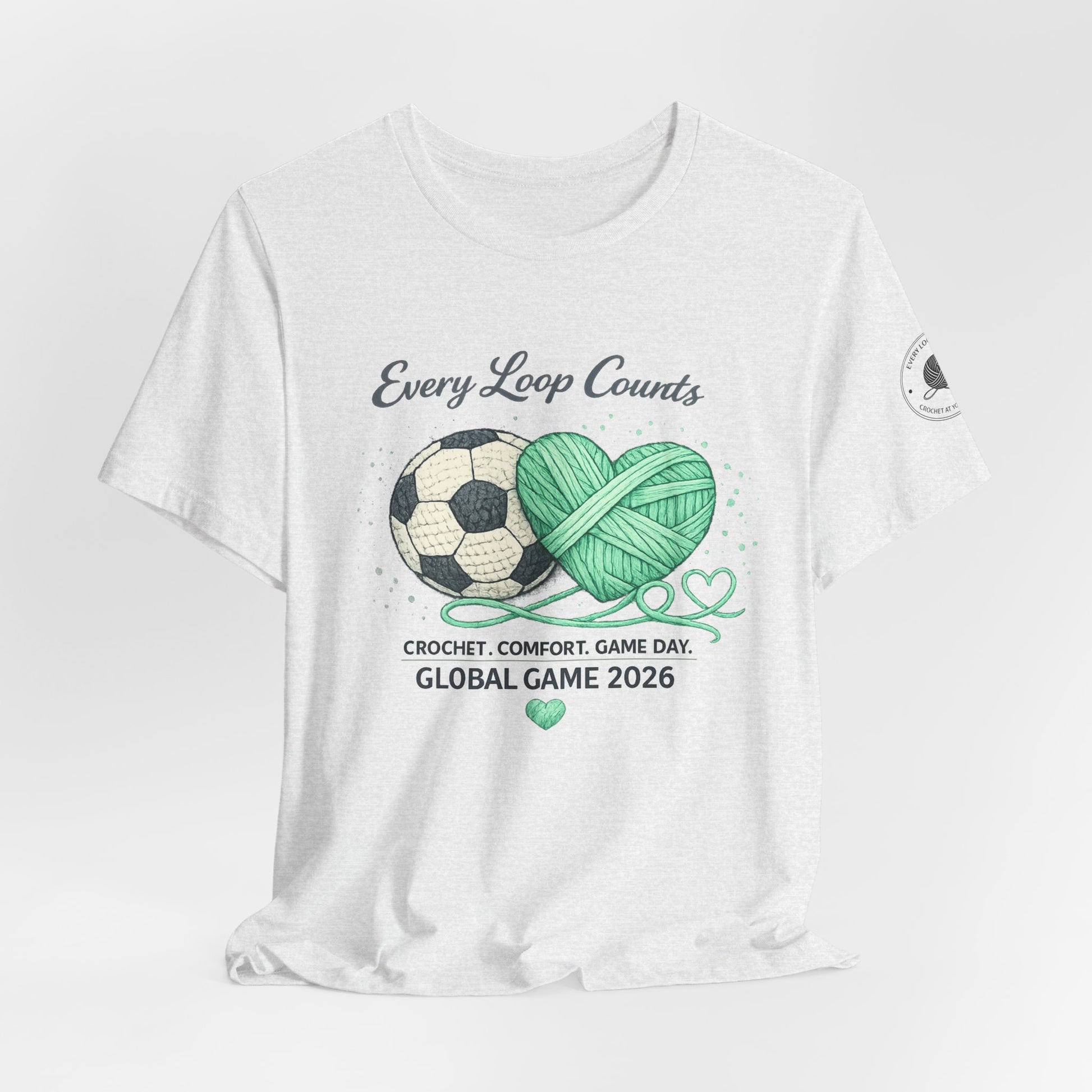 Crochet and soccer graphic tee lifestyle photo New Jersey