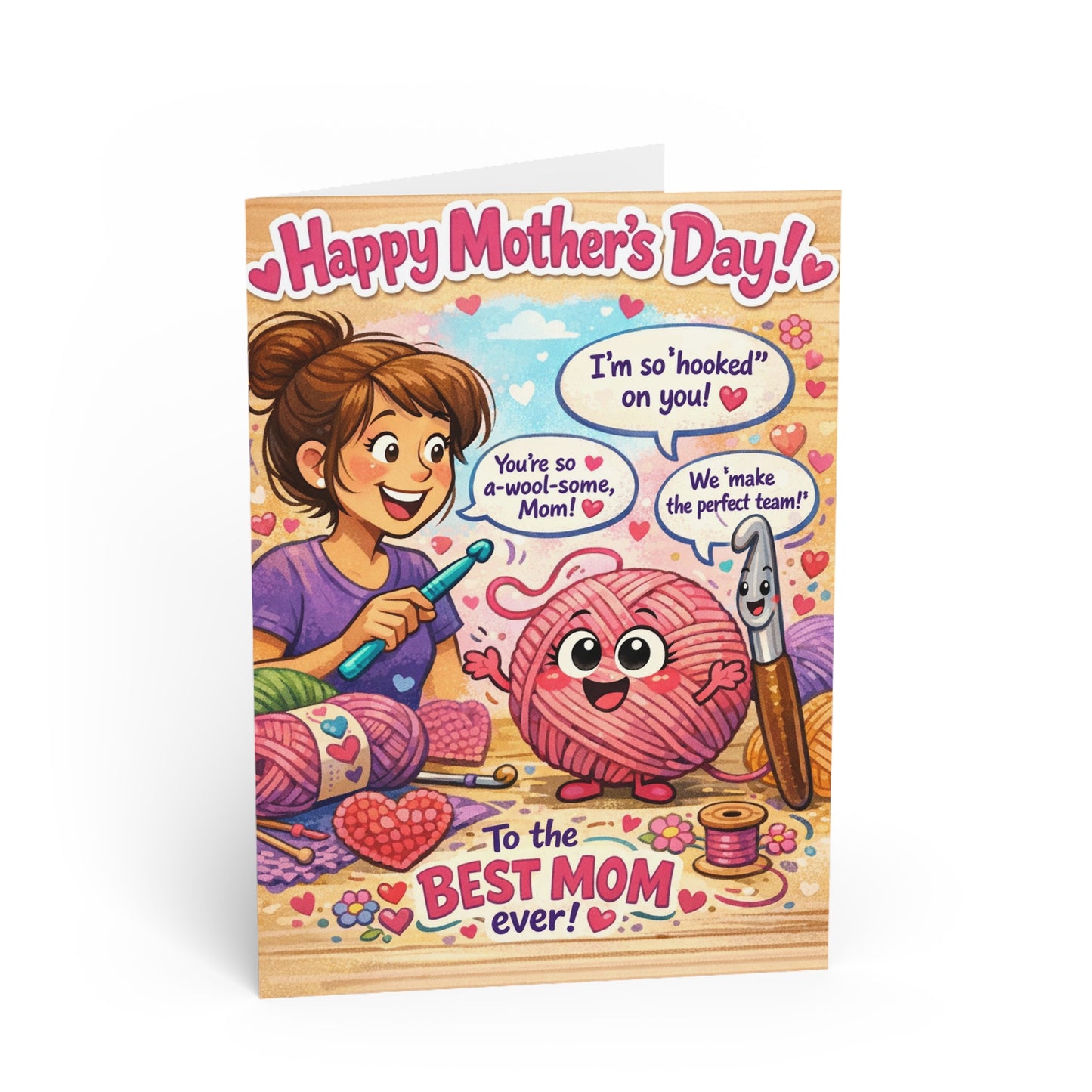 Digital | Yarn Lover Greeting Card — Funny Knitting & Crochet Card for Mom