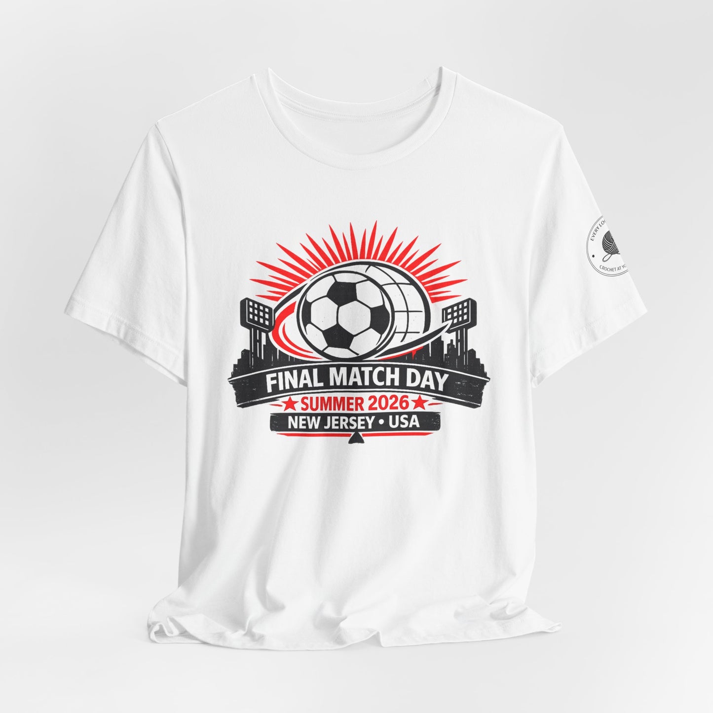 Men's soccer fan tee with bold Final Match Day 2026 chest print