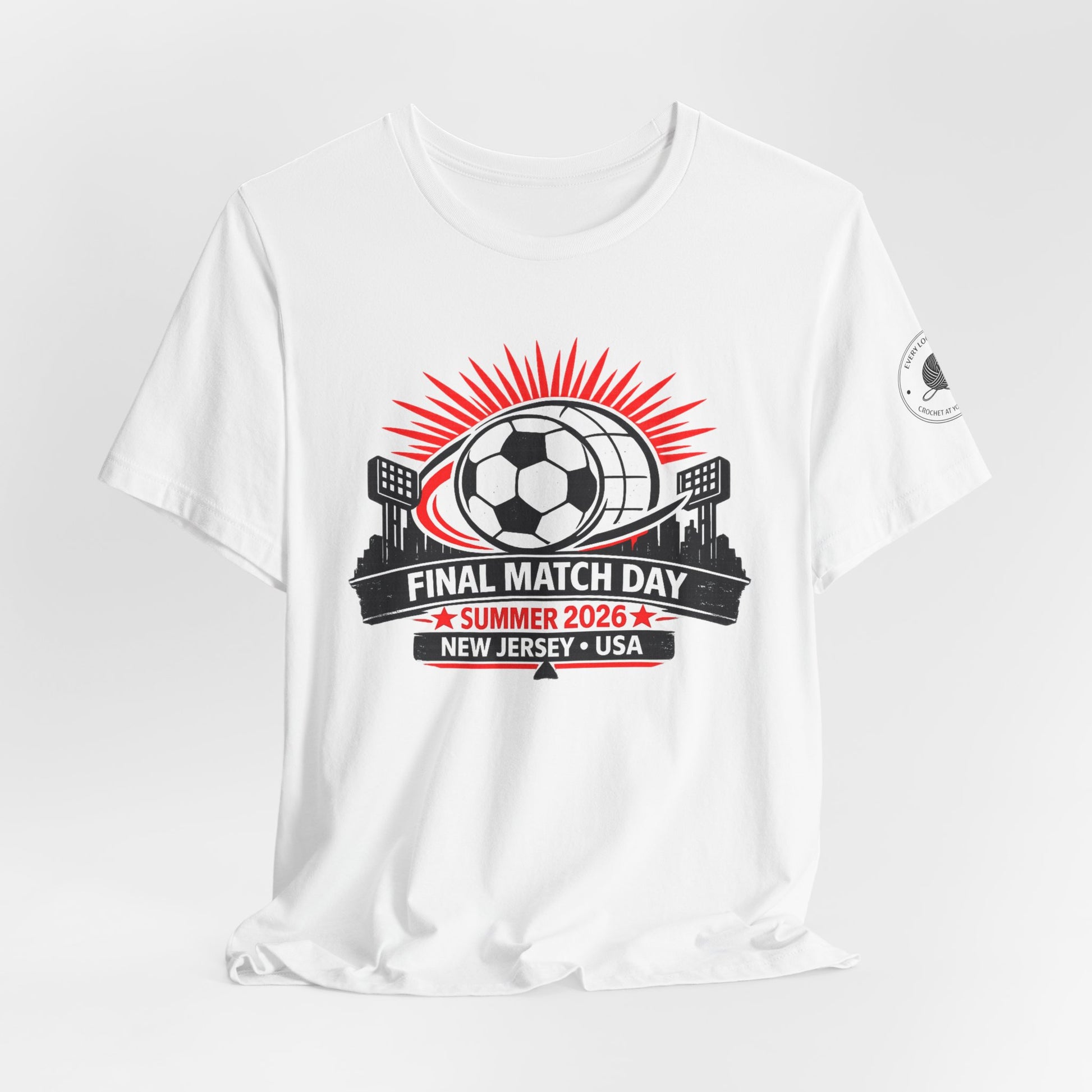 Men's soccer fan tee with bold Final Match Day 2026 chest print
