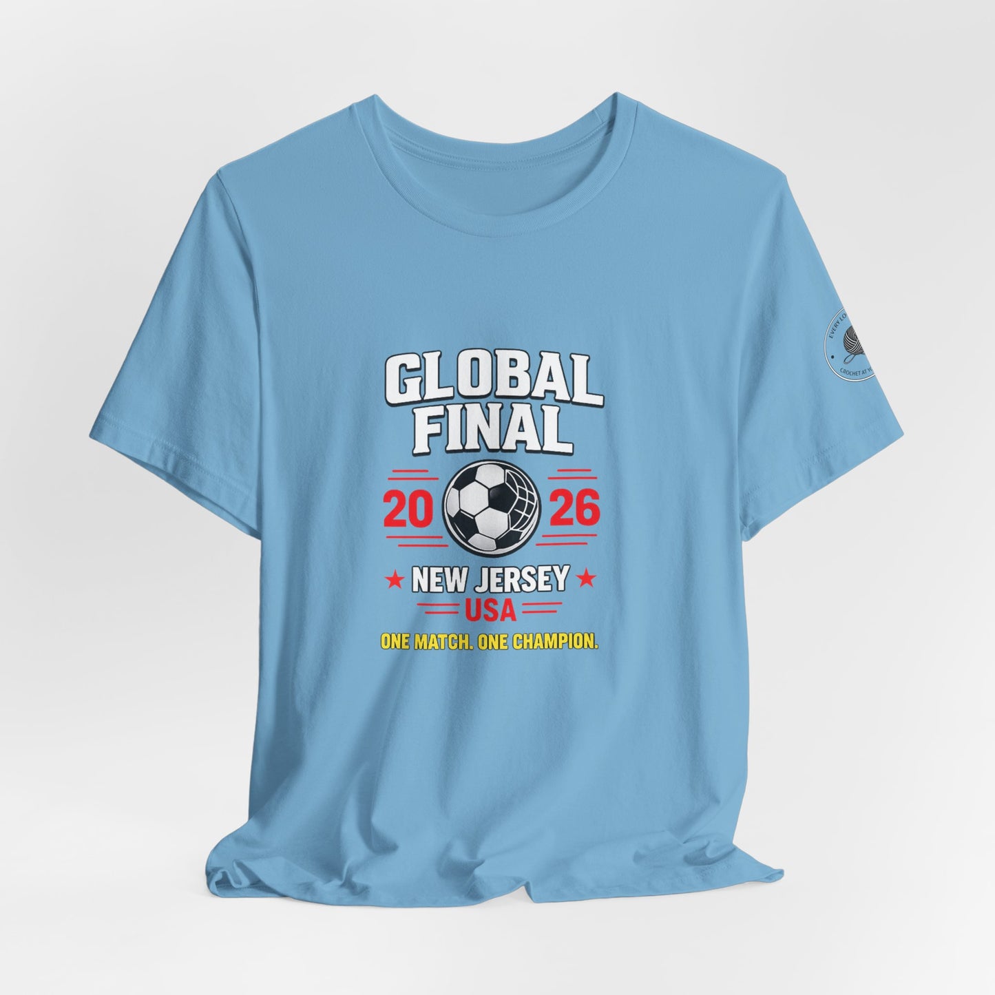 New Jersey USA 2026 soccer tee, model wearing casually
