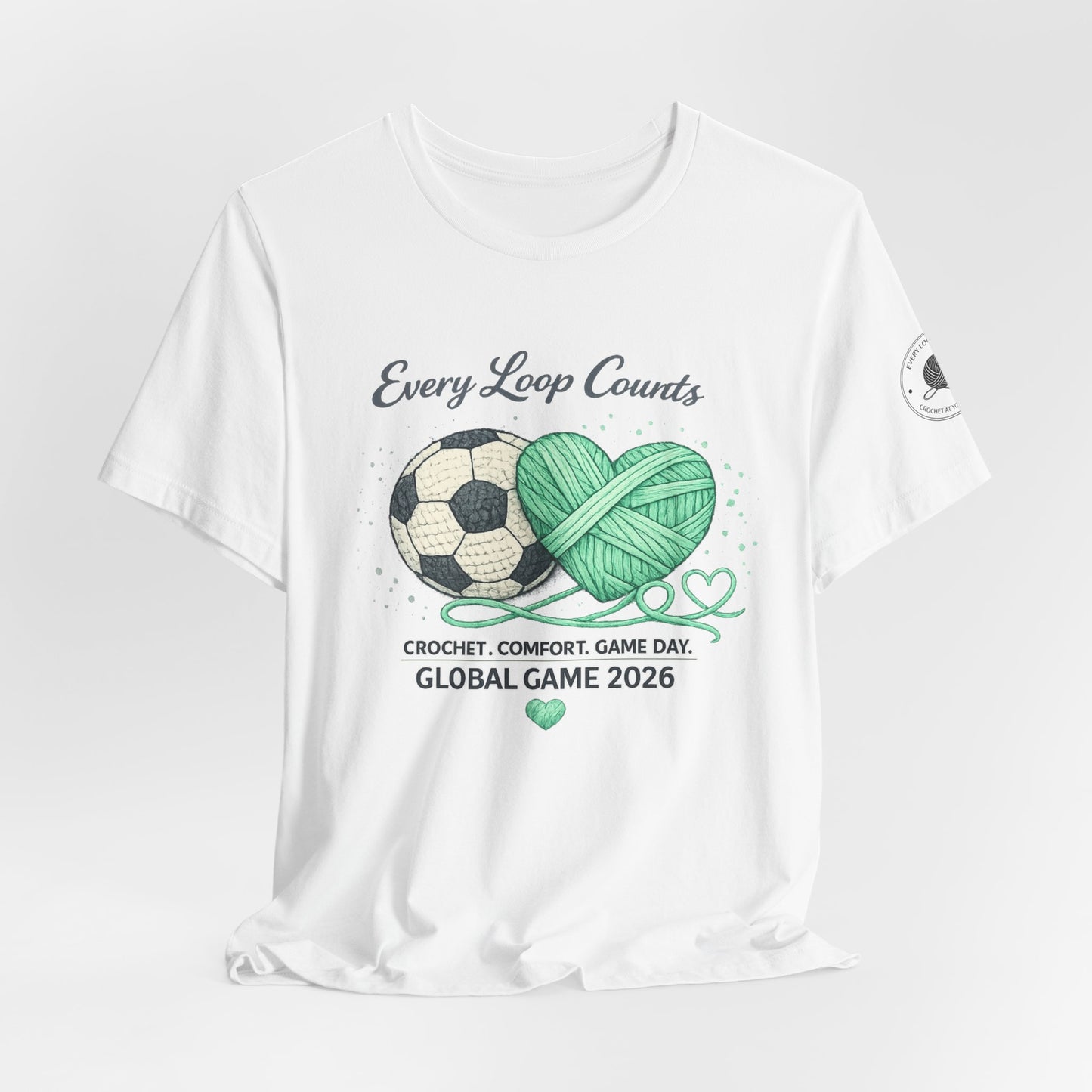 Crochet soccer tee back view New Jersey Game Day 2026