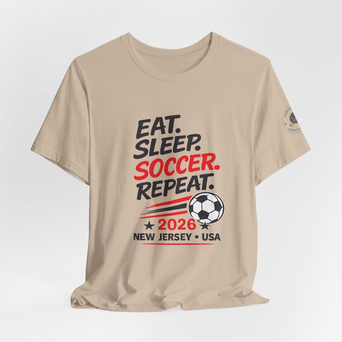 Soccer T-Shirt "Eat. Sleep. Soccer. Repeat. – 2026 New Jersey"
