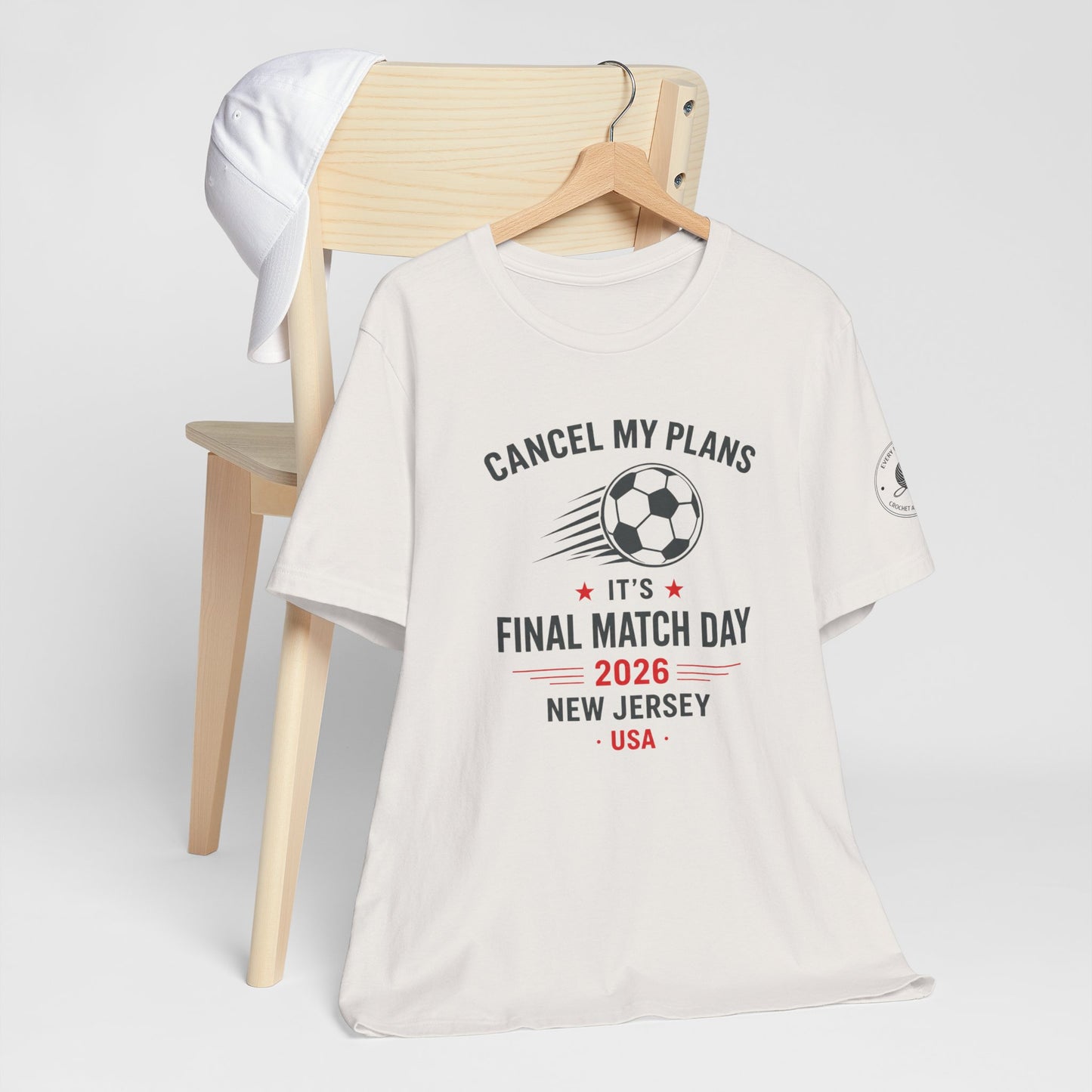  Cancel My Plans soccer tee flat lay product photo
