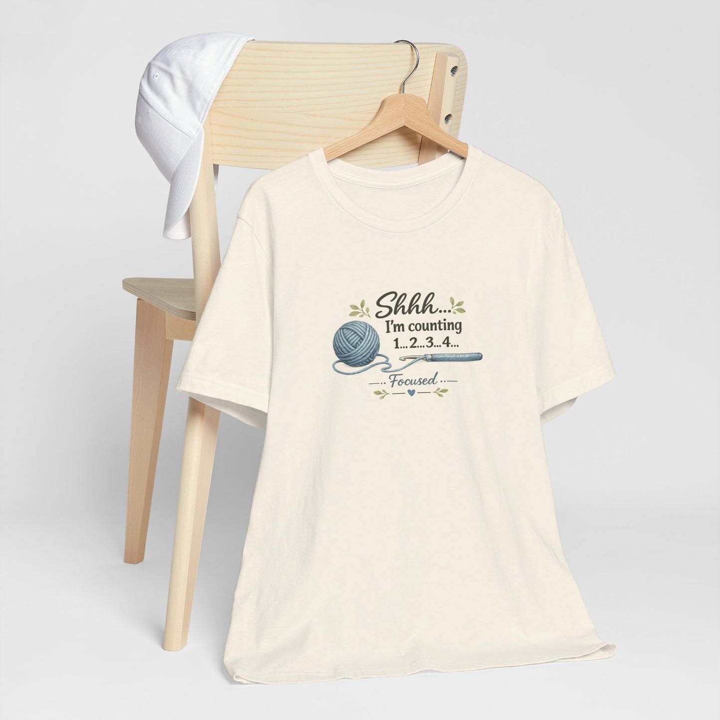 Knitting Humor Tee — “Shhh... I’m Counting 1, 2, 3, 4” Yarn & Needles Shirt