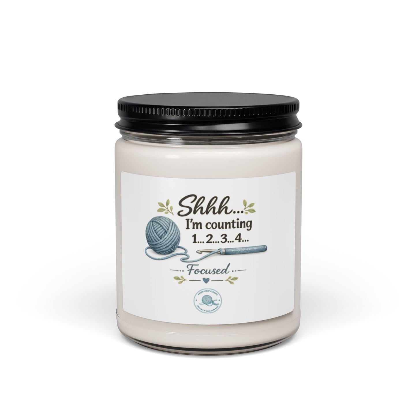 Soy Candle – “Shhh… I’m Counting 1…2…3…4” Knitting Lover Scented Candle (9 oz)