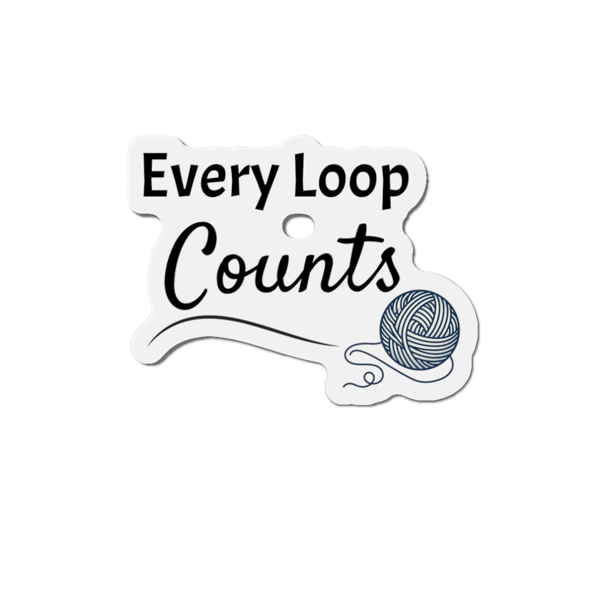 3" x 3" — "3x3 inch custom die-cut vinyl magnet with crochet-themed design, flexible and durable for indoor and outdoor use"