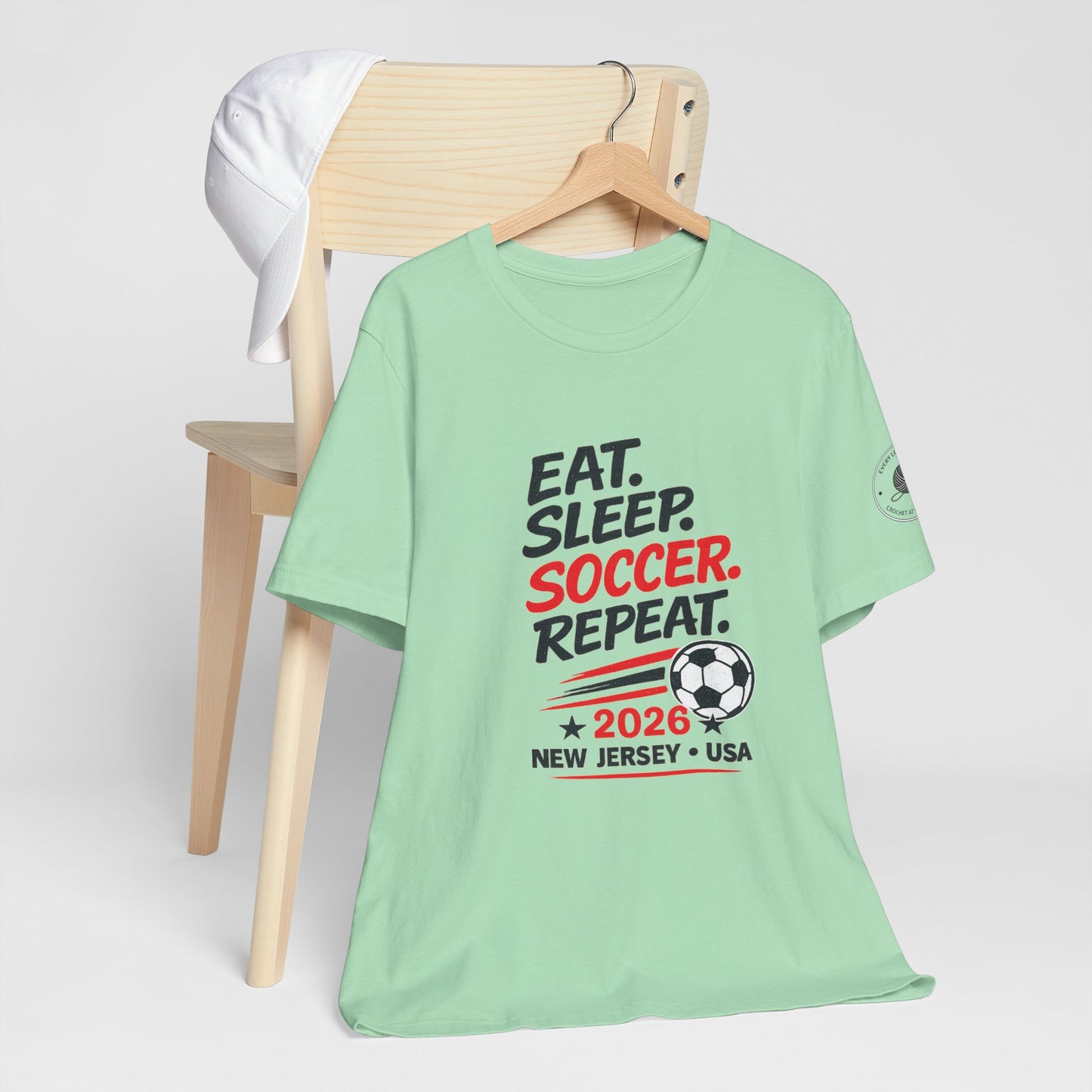 Soccer T-Shirt "Eat. Sleep. Soccer. Repeat. – 2026 New Jersey"