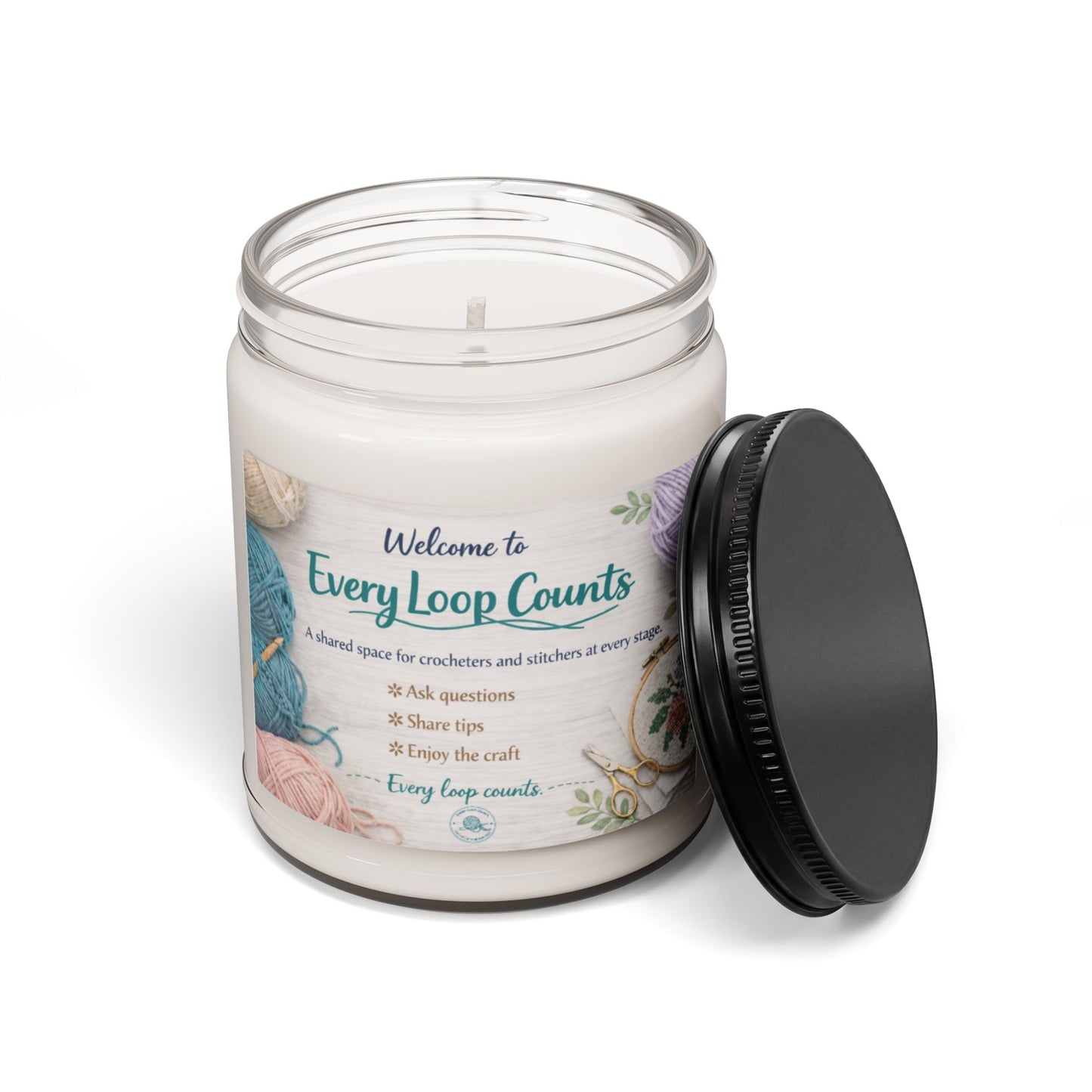 Every Loop Counts 9oz Scented Soy Candle — Gift for Knitters & Crocheters
