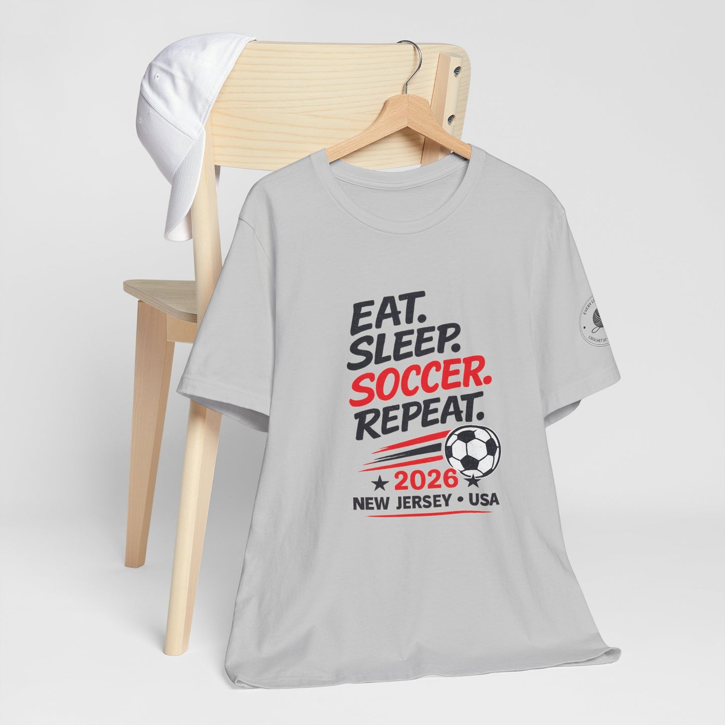 Soccer T-Shirt "Eat. Sleep. Soccer. Repeat. – 2026 New Jersey"