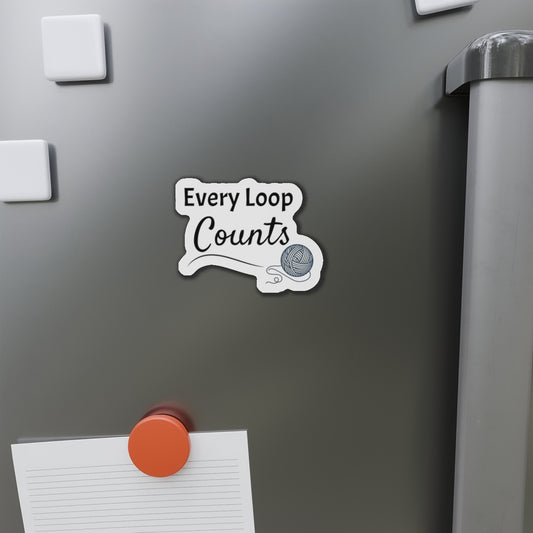 3" x 3" — "3x3 inch custom die-cut vinyl magnet with crochet-themed design, flexible and durable for indoor and outdoor use"