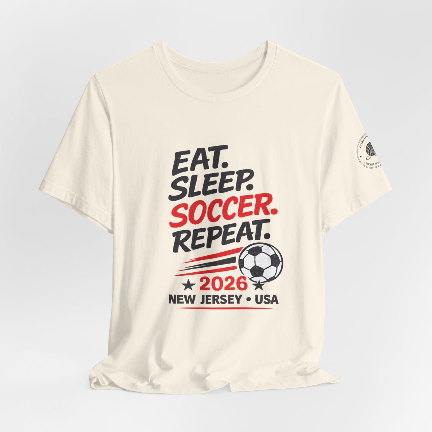 Soccer T-Shirt "Eat. Sleep. Soccer. Repeat. – 2026 New Jersey"