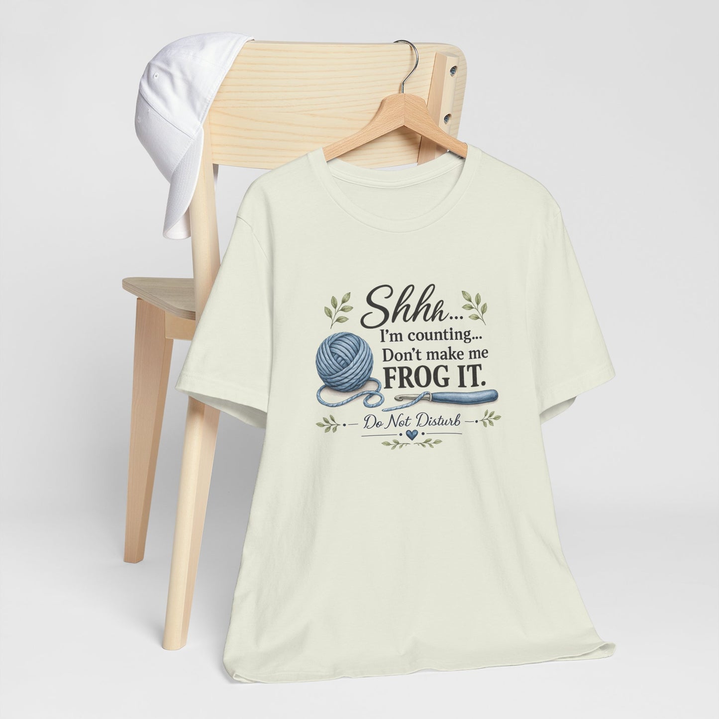 Knitting humor t-shirt Don't Make Me Frog It product photo