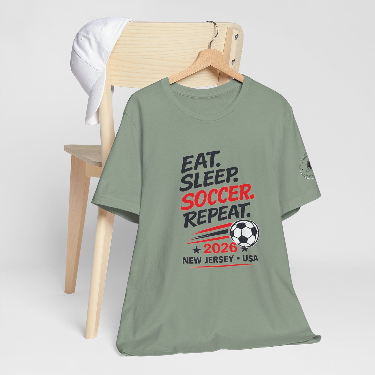 Soccer T-Shirt "Eat. Sleep. Soccer. Repeat. – 2026 New Jersey"