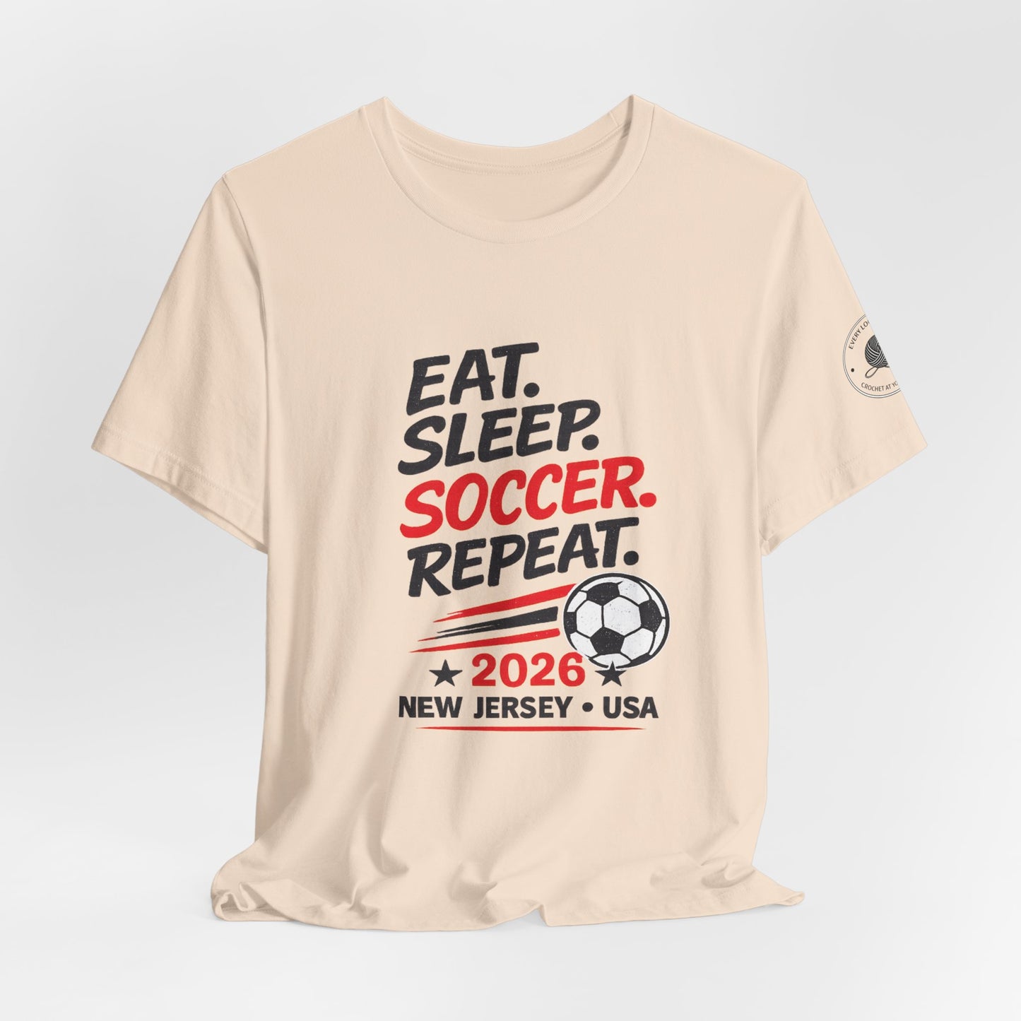 Soccer T-Shirt "Eat. Sleep. Soccer. Repeat. – 2026 New Jersey"