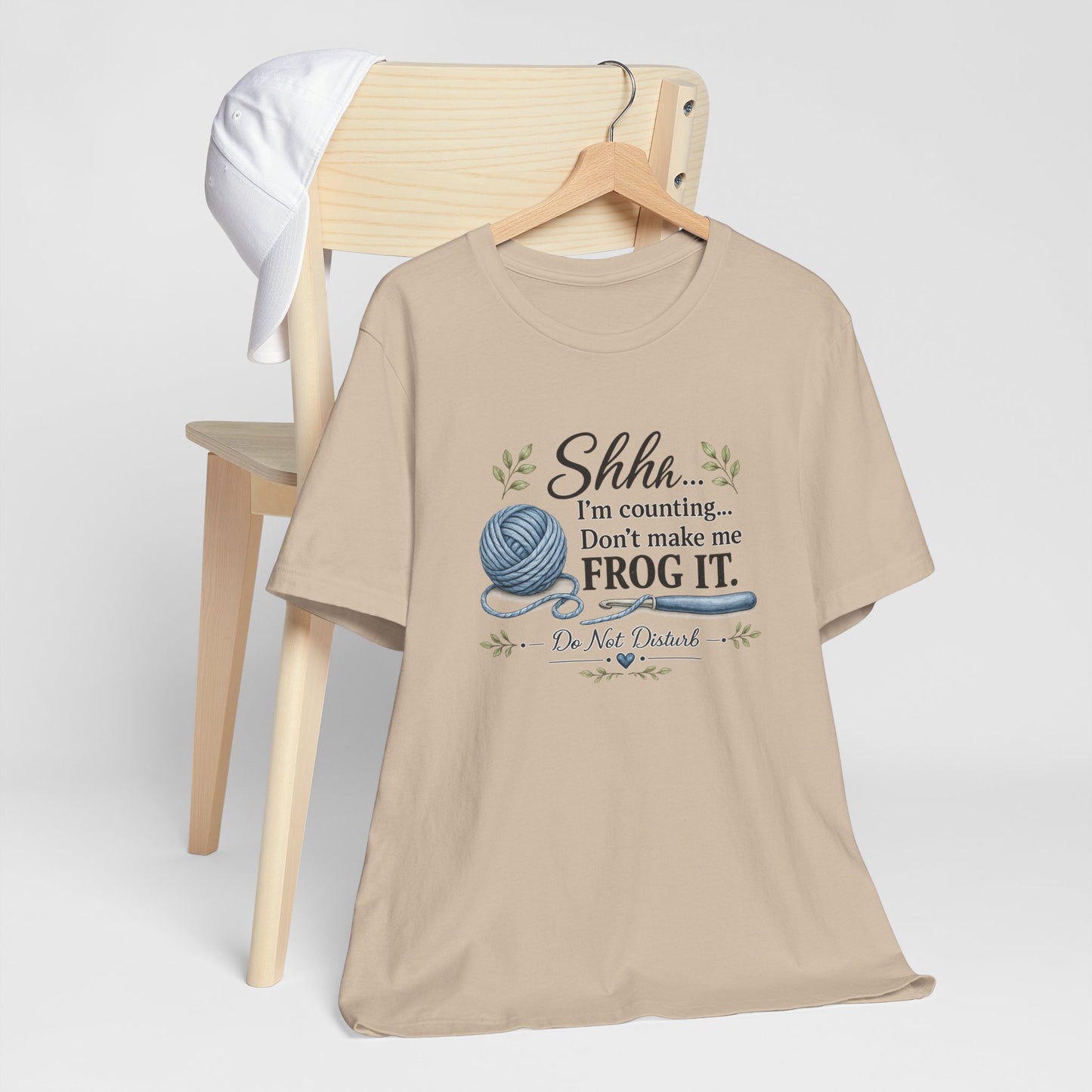 Don't Make Me Frog It knitting tee unisex lifestyle shot
