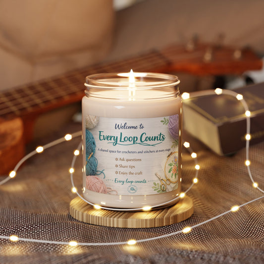 Every Loop Counts 9oz Scented Soy Candle — Gift for Knitters & Crocheters