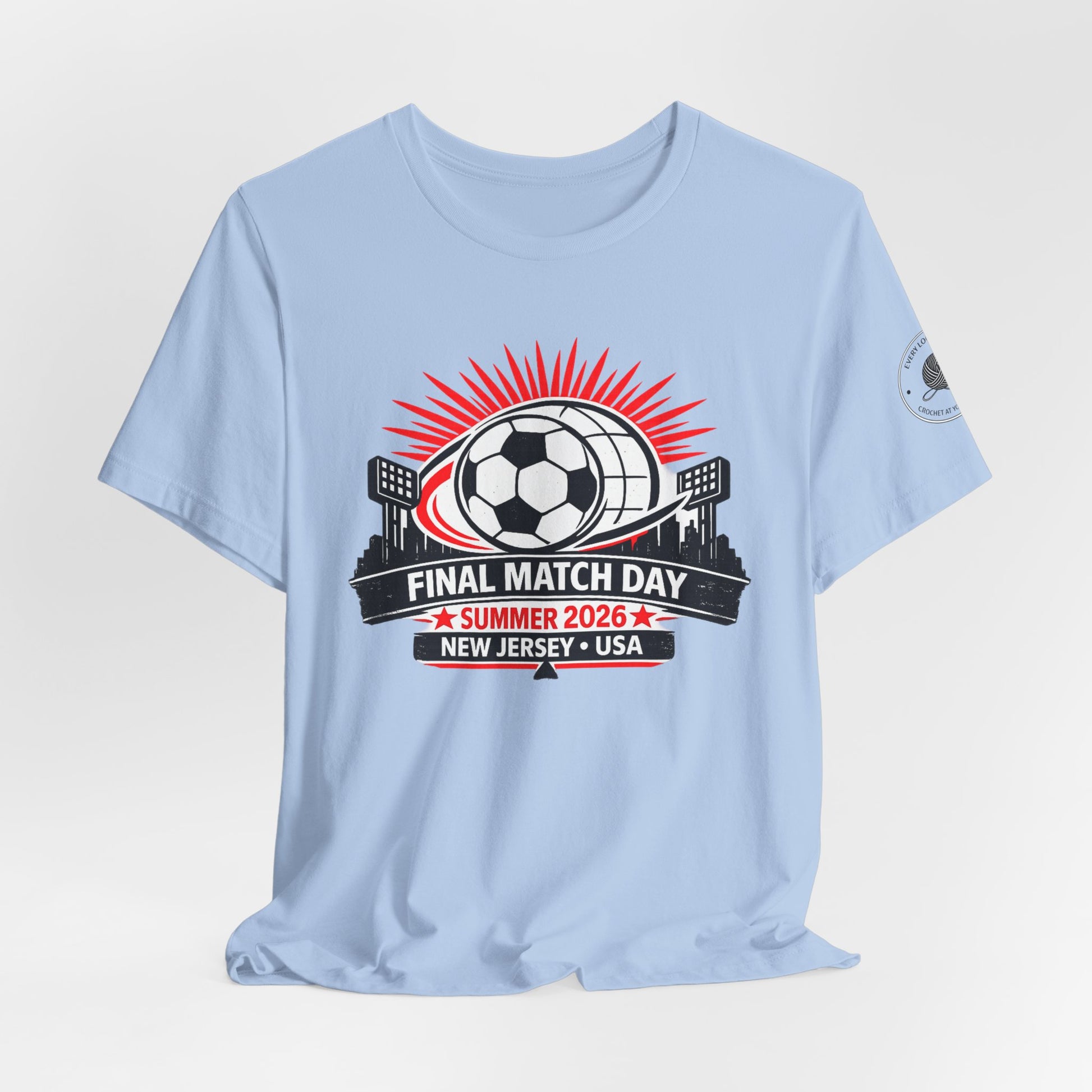 New Jersey USA soccer fan shirt – layered look with jacket, 2026 tee
