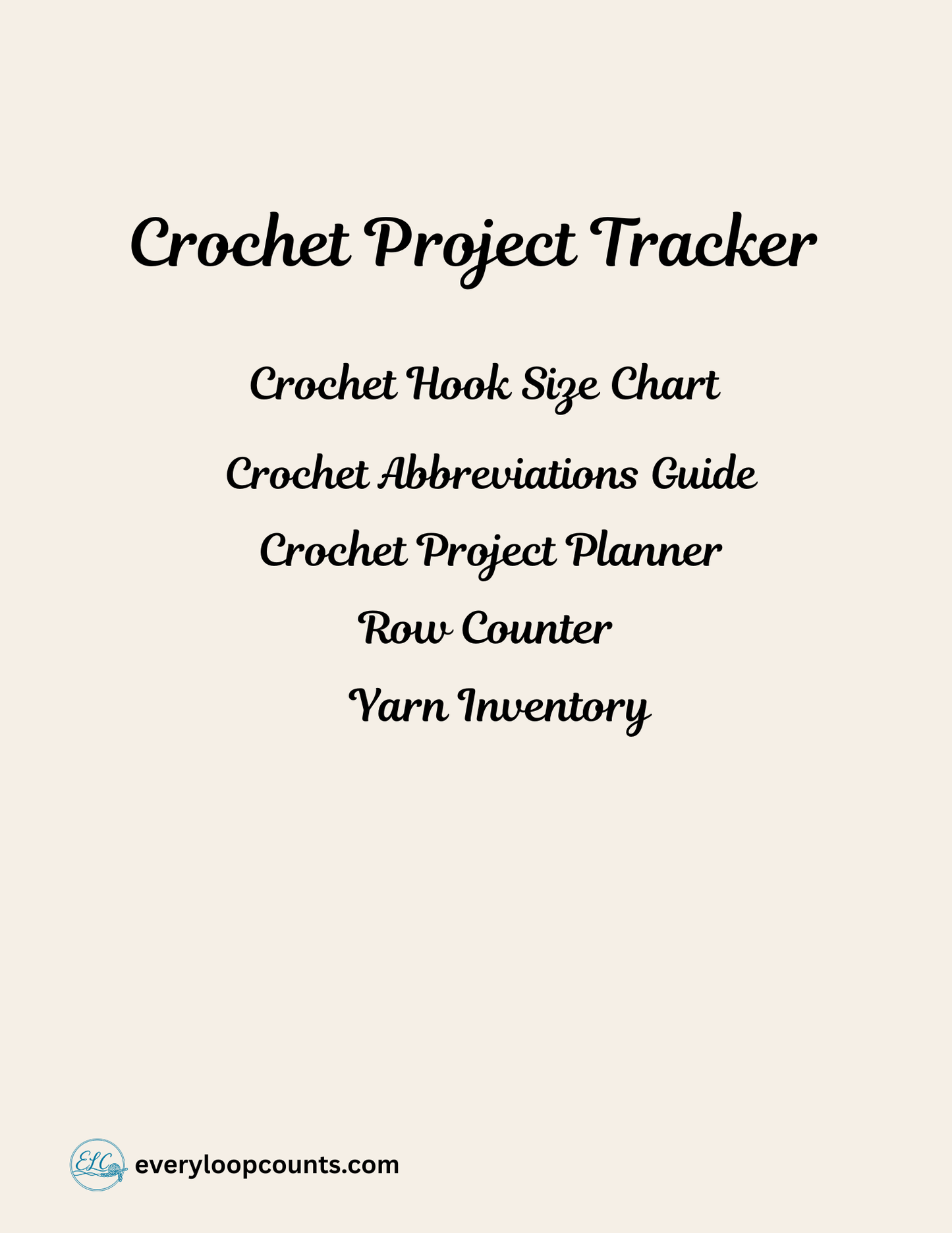 CrochetProjectTrackerCoverPage → Digital Crochet Project Tracker printable – cover page, instant download